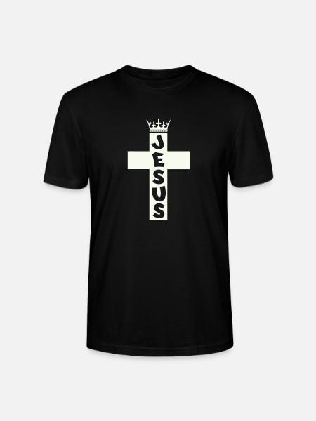 Jesus Kreuz Krone Grafik - Stanley/Stella Unisex Bio-T-Shirt CRAFTER - Schwarz