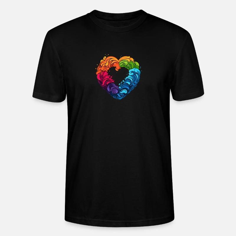 LGBTQIA+ Regenbogenherz - Stanley/Stella Unisex Bio-T-Shirt CRAFTER - Schwarz