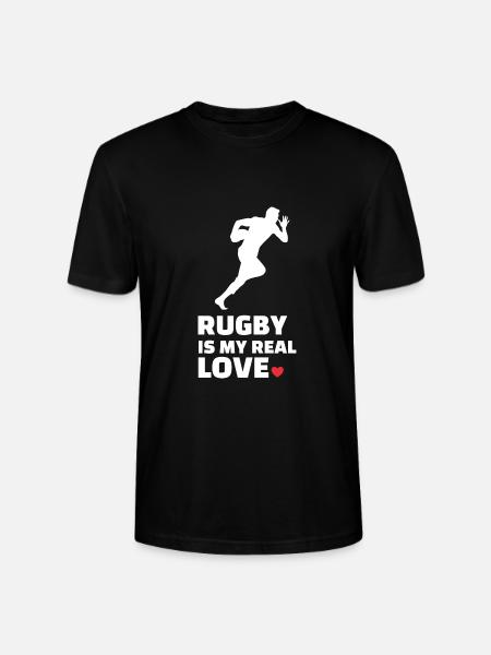I love rugby - Stanley/Stella CRAFTER Unisex Organic T-Shirt - black