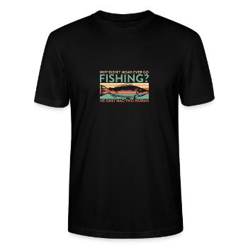 Why Didn't Noah Ever Go Fishing He Had Two Worms - Stanley/Stella Unisex Bio-T-Shirt CRAFTER - Schwarz - Vorne - Alina (178cm) & Michal (187cm)