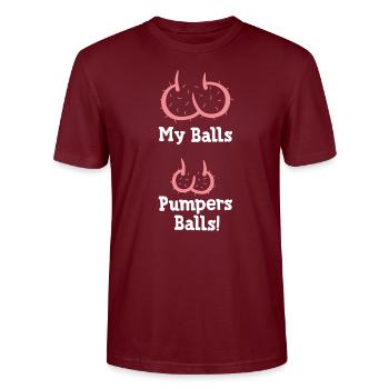 FUNNY BALLS, PUMPERS BALLS ON STEROIDS - Stanley/Stella Unisex Bio-T-Shirt CRAFTER - Burgunderrot - Vorne - Alina (178cm) & Michal (187cm)
