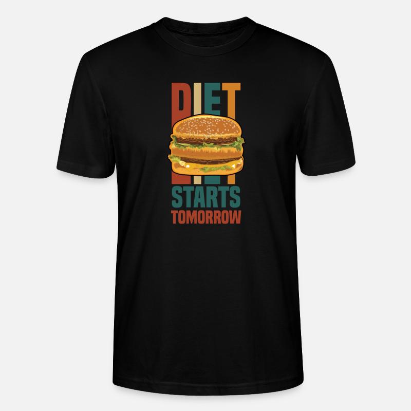 le régime commence demain (hamburger) - T-shirt bio CRAFTER Stanley Stella Unisexe - noir