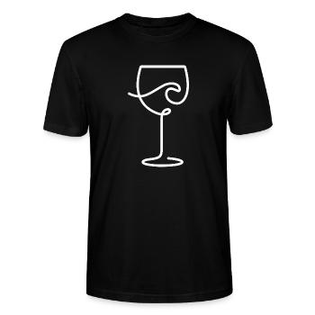 Wine glass for wine lovers and time-out - Stanley/Stella CRAFTER Unisex Organic T-Shirt - black - Front - Alina (178cm) & Michal (187cm)