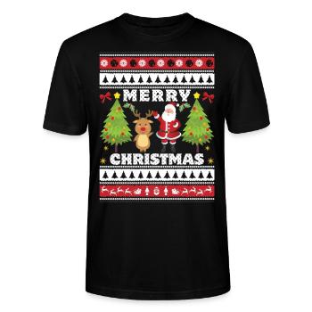 Merry Christmas Frohe Weihnachten - Stanley/Stella Unisex Bio-T-Shirt CRAFTER - Schwarz - Vorne - Alina (178cm) & Michal (187cm)