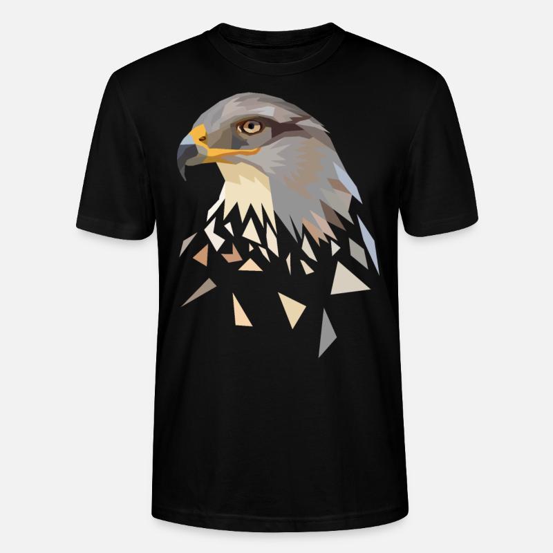 Adler geometrisch Low Poly Adlerkopf - Stanley/Stella Unisex Bio-T-Shirt CRAFTER - Schwarz