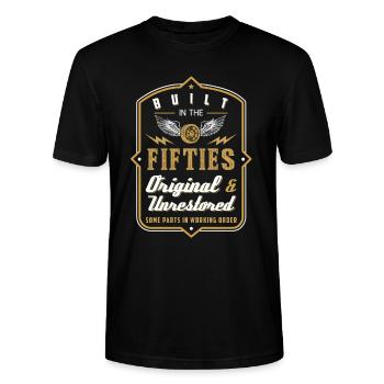 Built in the Fifties Original Parts unrestored - Stanley/Stella CRAFTER Unisex Organic T-Shirt - black - Front - Alina (178cm) & Michal (187cm)