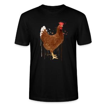 Huhn Tropfen - Stanley/Stella Unisex Bio-T-Shirt CRAFTER - Schwarz - Vorne - Alina (178cm) & Michal (187cm)