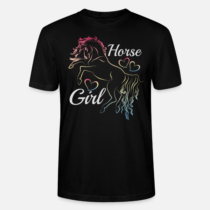 Pferdemädchen Regenbogen Silhouette Geschenkidee - Stanley/Stella Unisex Bio-T-Shirt CRAFTER - Schwarz