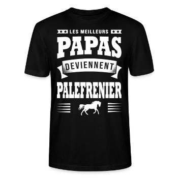 meilleur papa palefrenier humour équitation cheval - T-shirt bio CRAFTER Stanley Stella Unisexe - noir - Devant - Alina (178cm) & Michal (187cm)