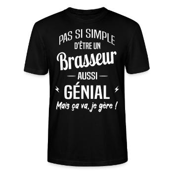Brasseur - T-shirt bio CRAFTER Stanley Stella Unisexe - noir - Devant - Alina (178cm) & Michal (187cm)