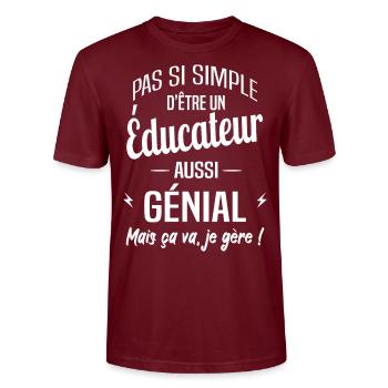 Éducateur - T-shirt bio CRAFTER Stanley Stella Unisexe - bordeaux - Devant - Alina (178cm) & Michal (187cm)