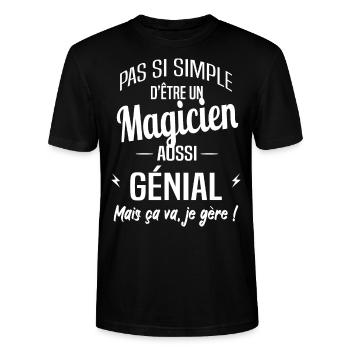 Magicien - T-shirt bio CRAFTER Stanley Stella Unisexe - noir - Devant - Alina (178cm) & Michal (187cm)