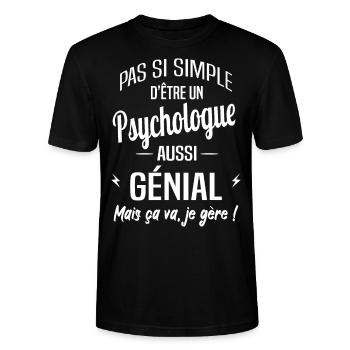 Psychologue - T-shirt bio CRAFTER Stanley Stella Unisexe - noir - Devant - Alina (178cm) & Michal (187cm)