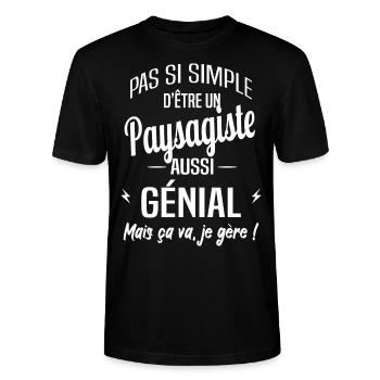 Paysagiste - T-shirt bio CRAFTER Stanley Stella Unisexe - noir - Devant - Alina (178cm) & Michal (187cm)