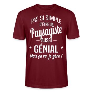 Paysagiste - T-shirt bio CRAFTER Stanley Stella Unisexe - bordeaux - Devant - Alina (178cm) & Michal (187cm)