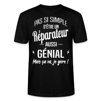 Réparateur - T-shirt bio CRAFTER Stanley Stella Unisexe - noir - Devant - Alina (178cm) & Michal (187cm)