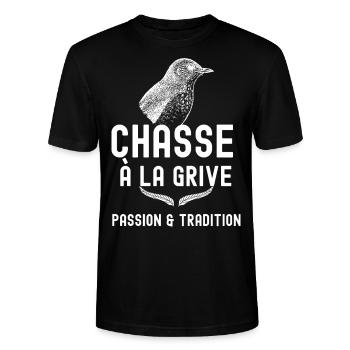 chasse à la grive tradition et passion - T-shirt bio CRAFTER Stanley Stella Unisexe - noir - Devant - Alina (178cm) & Michal (187cm)