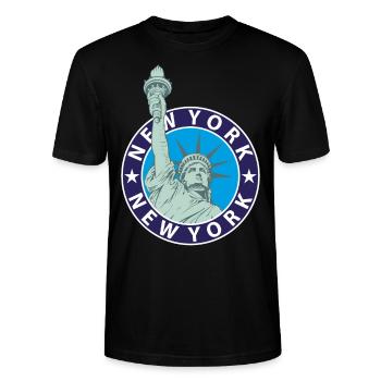 New York Freiheitsstatue - Stanley/Stella Unisex Bio-T-Shirt CRAFTER - Schwarz - Vorne - Alina (178cm) & Michal (187cm)