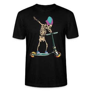 Dabbing Scooter - Stanley/Stella Unisex Bio-T-Shirt CRAFTER - Schwarz - Vorne - Alina (178cm) & Michal (187cm)