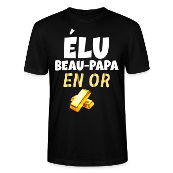 Elu Beau Papa En Or Humour Lingot - T-shirt bio CRAFTER Stanley Stella Unisexe - noir - Devant - Alina (178cm) & Michal (187cm)