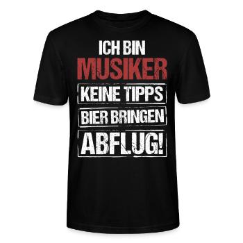 Ich bin Musiker - Bier bringen und Abflug - Stanley/Stella Unisex Bio-T-Shirt CRAFTER - Schwarz - Vorne - Alina (178cm) & Michal (187cm)