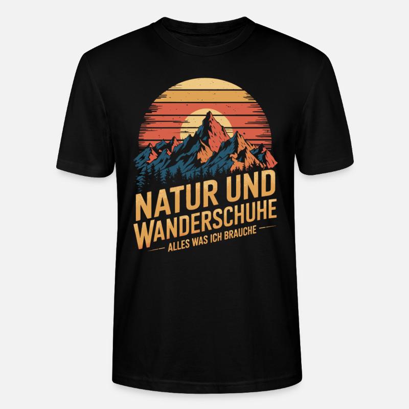 Wandern Wald Berge Wanderschuhe Spruch - Stanley/Stella Unisex Bio-T-Shirt CRAFTER - Schwarz