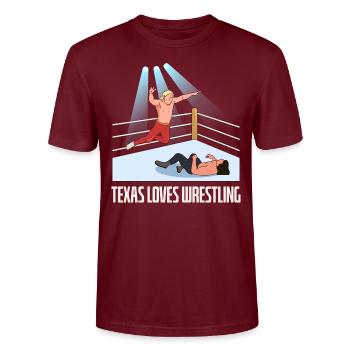 Conception de lutte au Texas pour les fiers fans du Texas - T-shirt bio CRAFTER Stanley Stella Unisexe - bordeaux - Devant - Alina (178cm) & Michal (187cm)