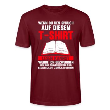 Lesen Bücherwurm Buch Geschenk - Stanley/Stella Unisex Bio-T-Shirt CRAFTER - Burgunderrot - Vorne - Alina (178cm) & Michal (187cm)