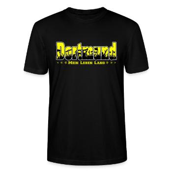 Dortmund Fussball Fans Mein Leben Lang - Stanley/Stella Unisex Bio-T-Shirt CRAFTER - Schwarz - Vorne - Alina (178cm) & Michal (187cm)