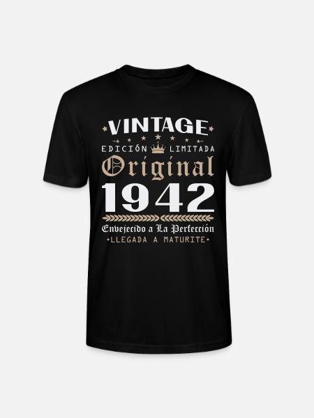Cadeau d'anniversaire Vinatge 1942 - T-shirt bio CRAFTER Stanley Stella Unisexe - noir