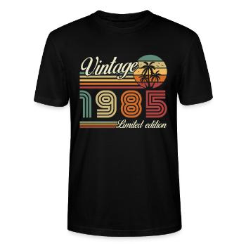 Originele 1985 40e verjaardag Vintage Gift - Stanley/Stella Uniseks bio-T-shirt CRAFTER - zwart - Voor - Alina (178cm) & Michal (187cm)