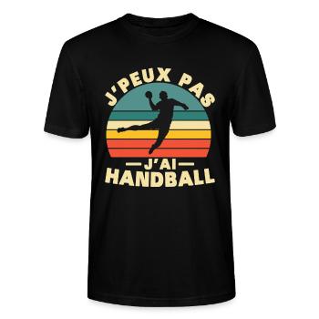 Ich kann nicht, ich habe ein Hand-T-Shirt für den Handball - Stanley/Stella Unisex Bio-T-Shirt CRAFTER - Schwarz - Vorne - Alina (178cm) & Michal (187cm)