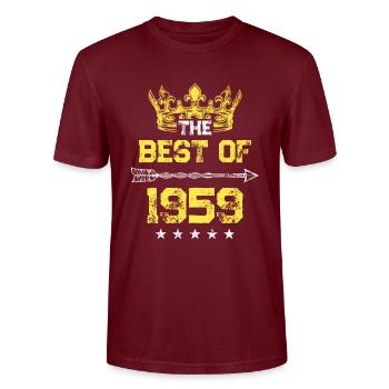 1959 best of birthday - Stanley/Stella CRAFTER Unisex Organic T-Shirt - burgundy - Front - Alina (178cm) & Michal (187cm)