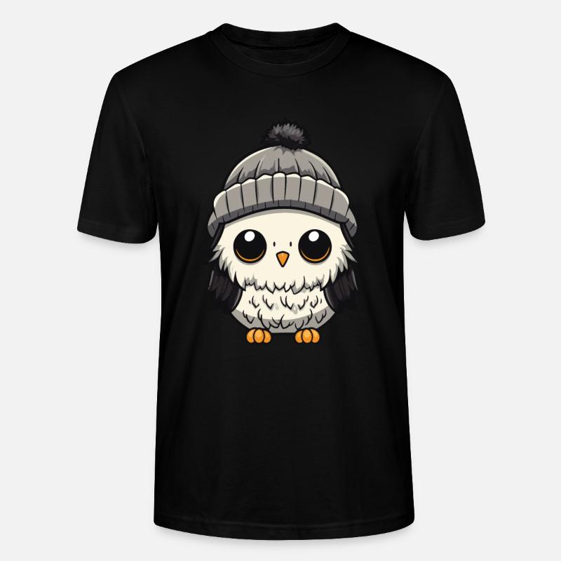 Eule Winter Comic - Stanley/Stella Unisex Bio-T-Shirt CRAFTER - Schwarz