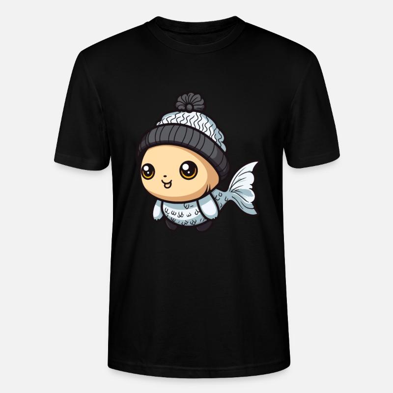 Fisch Winter Comic Niedlich - Stanley/Stella Unisex Bio-T-Shirt CRAFTER - Schwarz