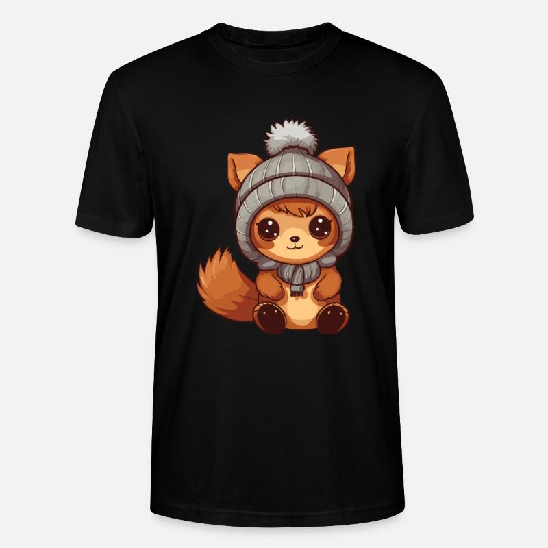 Eichhörnchen Winter Comic Niedlich - Stanley/Stella Unisex Bio-T-Shirt CRAFTER - Schwarz