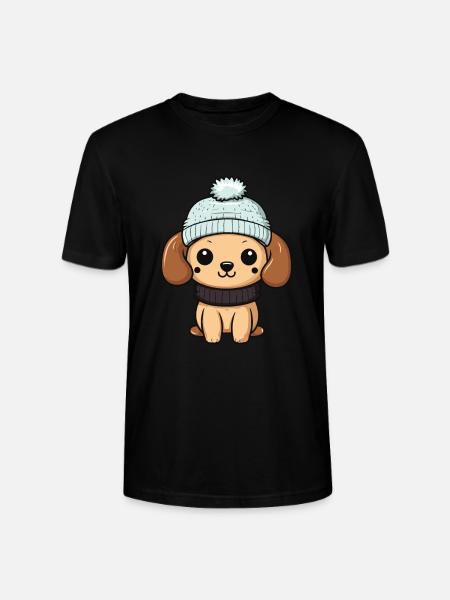 Dog Winter Comic - Stanley/Stella CRAFTER Unisex Organic T-Shirt - black