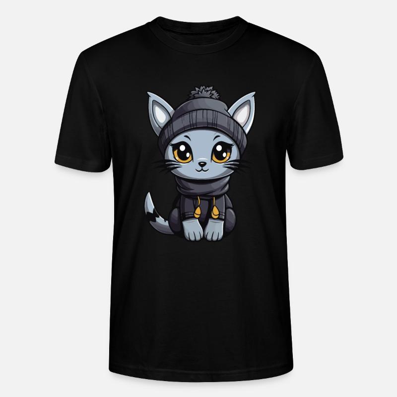 Bande dessinée d’hiver de chat - T-shirt bio CRAFTER Stanley Stella Unisexe - noir