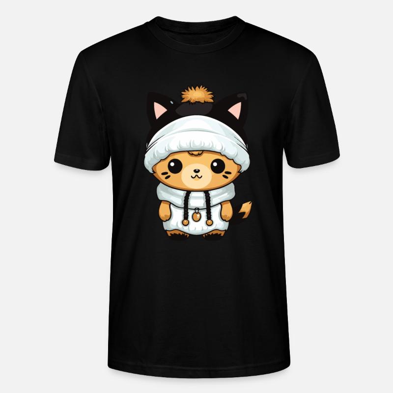 Fuchs Winter Comic - Stanley/Stella Unisex Bio-T-Shirt CRAFTER - Schwarz