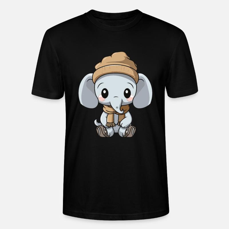 Elephant Winter Comic - Stanley/Stella CRAFTER Unisex Organic T-Shirt - black