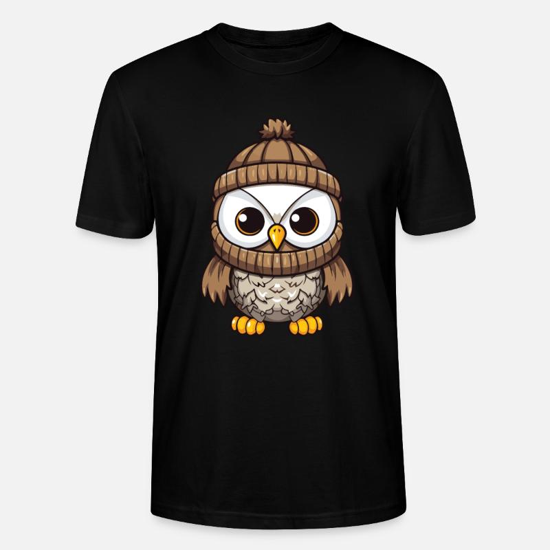 Eule Comic Winter Cozy - Stanley/Stella Unisex Bio-T-Shirt CRAFTER - Schwarz