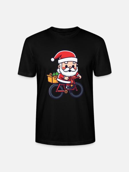 Santa Claus Bicycle Christmas - Stanley/Stella CRAFTER Unisex Organic T-Shirt - black