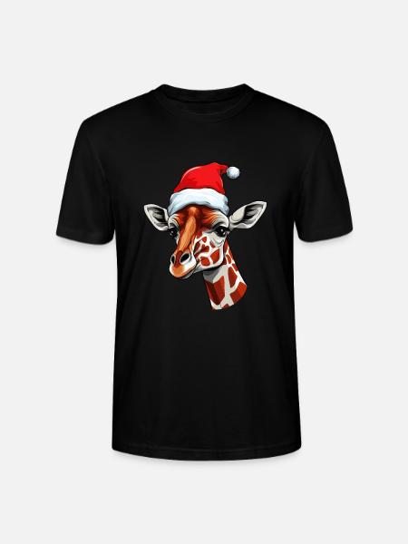 Giraffe Christmas Animal Head - Stanley/Stella CRAFTER Unisex Organic T-Shirt - black
