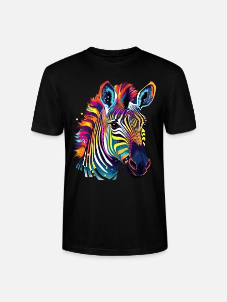 Buntes Zebra Farbkleckse Farbspritzer - Stanley/Stella Unisex Bio-T-Shirt CRAFTER - Schwarz