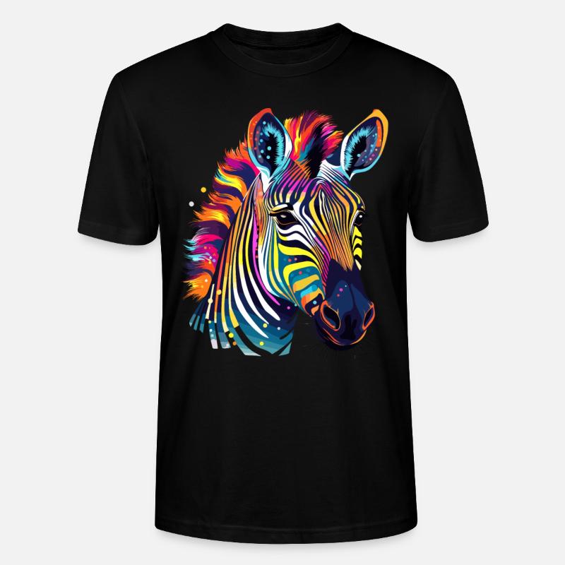 Buntes Zebra Farbkleckse Farbspritzer - Stanley/Stella Unisex Bio-T-Shirt CRAFTER - Schwarz