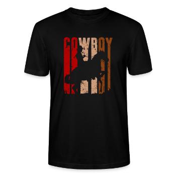 Cowboy - Stanley/Stella Unisex Bio-T-Shirt CRAFTER - Schwarz - Vorne - Alina (178cm) & Michal (187cm)