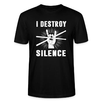 Batterie Batterie Batteur RocknRoll Baguettes Rock - T-shirt bio CRAFTER Stanley Stella Unisexe - noir - Devant - Alina (178cm) & Michal (187cm)