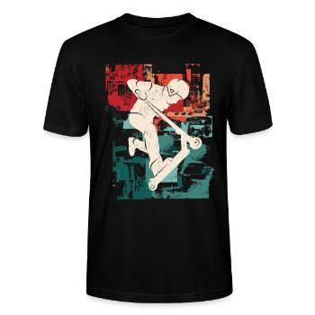 Stunt Scooter Tricks Vintage Tretroller - Stanley/Stella Unisex Bio-T-Shirt CRAFTER - Schwarz - Vorne - Alina (178cm) & Michal (187cm)