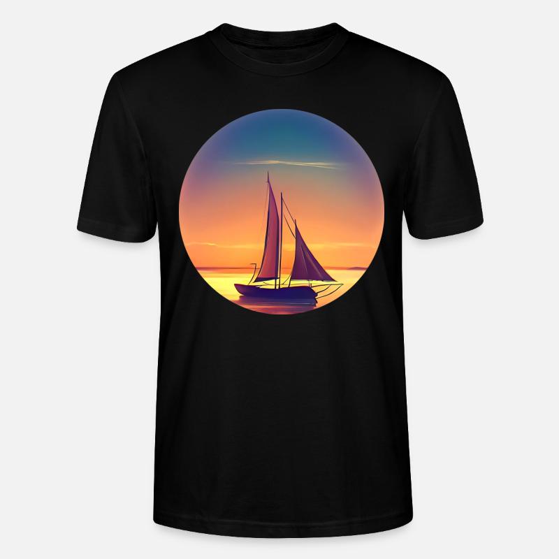Segelboot Sunset Design - Stanley/Stella Unisex Bio-T-Shirt CRAFTER - Schwarz