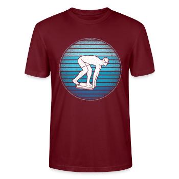 Schwimmen Schwimmer Damen Jungen Herren Schwimm - Stanley/Stella Unisex Bio-T-Shirt CRAFTER - Burgunderrot - Vorne - Alina (178cm) & Michal (187cm)